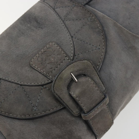 LOEWE Tote Bag Suede Gray Silver Auth 192813