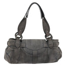 LOEWE Tote Bag Suede Gray Silver Auth 192813-2