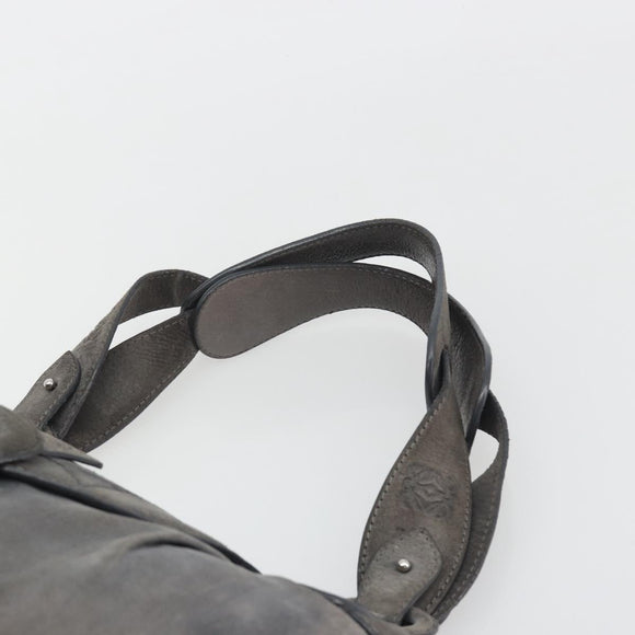 LOEWE Tote Bag Suede Gray Silver Auth 192813