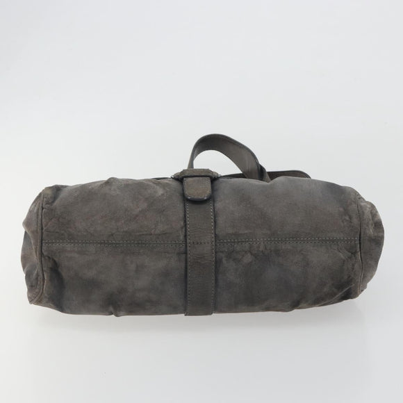 LOEWE Tote Bag Suede Gray Silver Auth 192813