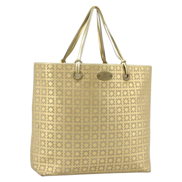 CELINE Tote Bag Suede Gold Auth 192815A