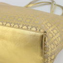 CELINE Tote Bag Suede Gold Auth 192815A-12
