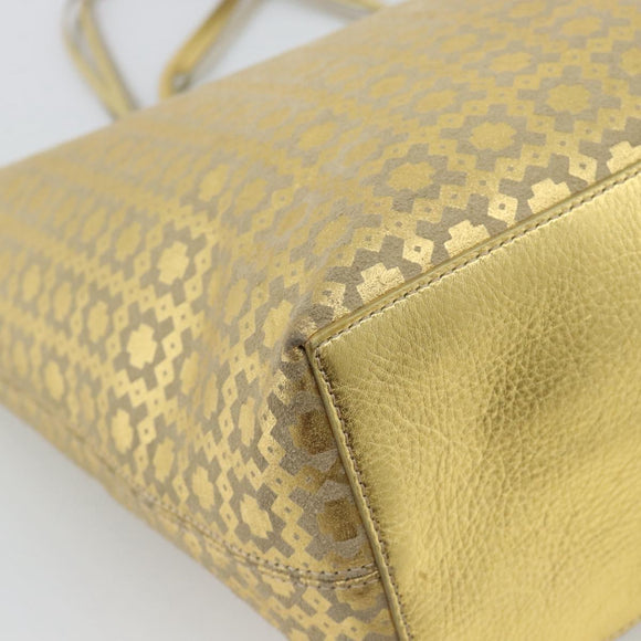 CELINE Tote Bag Suede Gold Auth 192815A