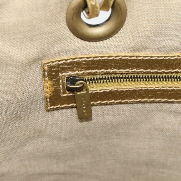 CELINE Tote Bag Suede Gold Auth 192815A