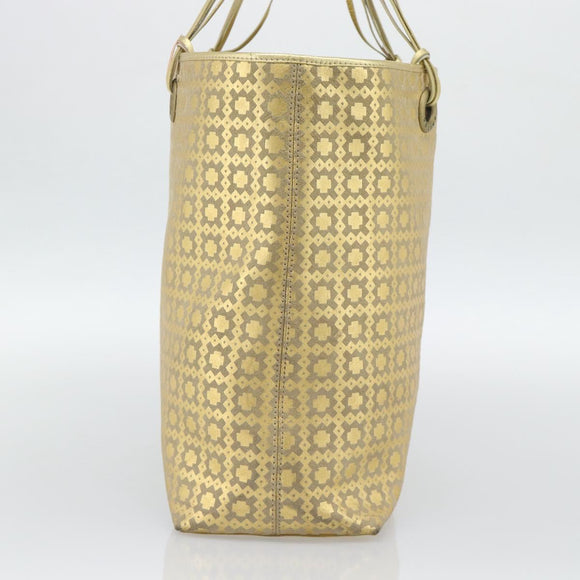 CELINE Tote Bag Suede Gold Auth 192815A