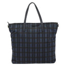 PRADA Tote Bag Nylon Navy Gold Tone Auth 192816A-2