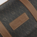 Christian Dior Honeycomb Boston Bag PVC Leather Brown Gold Tone Auth 192820A-14