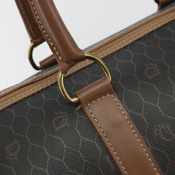 Christian Dior Honeycomb Boston Bag PVC Leather Brown Gold Tone Auth 192820A