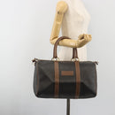 Christian Dior Honeycomb Boston Bag PVC Leather Brown Gold Tone Auth 192820A-23