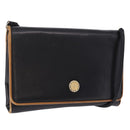CELINE Horse Carriage Shoulder Bag Leather Black Gold Tone Auth 192821A-1