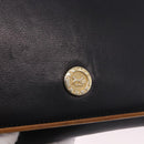 CELINE Horse Carriage Shoulder Bag Leather Black Gold Tone Auth 192821A-17
