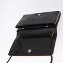 CELINE Horse Carriage Shoulder Bag Leather Black Gold Tone Auth 192821A-10