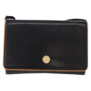 CELINE Horse Carriage Shoulder Bag Leather Black Gold Tone Auth 192821A-13