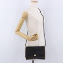 CELINE Horse Carriage Shoulder Bag Leather Black Gold Tone Auth 192821A-24