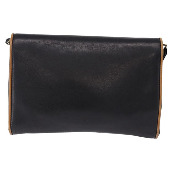 CELINE Horse Carriage Shoulder Bag Leather Black Gold Tone Auth 192821A