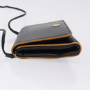 CELINE Horse Carriage Shoulder Bag Leather Black Gold Tone Auth 192821A-4