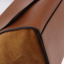 CELINE Trapeze Hand Bag Leather 2way Brown Gold Tone Auth 192822A-12