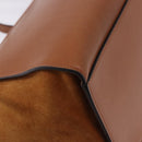 CELINE Trapeze Hand Bag Leather 2way Brown Gold Tone Auth 192822A-14