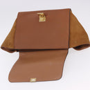 CELINE Trapeze Hand Bag Leather 2way Brown Gold Tone Auth 192822A-17