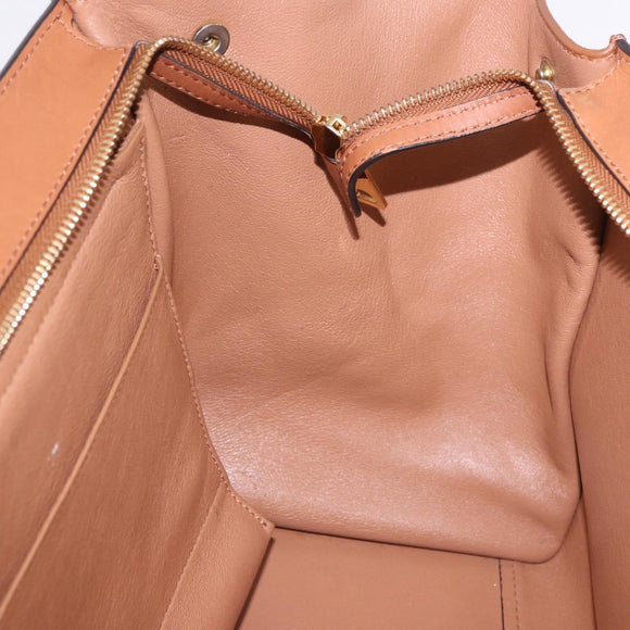 CELINE Trapeze Hand Bag Leather 2way Brown Gold Tone Auth 192822A