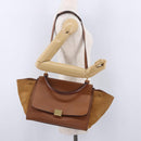 CELINE Trapeze Hand Bag Leather 2way Brown Gold Tone Auth 192822A-26