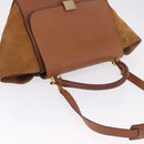 CELINE Trapeze Hand Bag Leather 2way Brown Gold Tone Auth 192822A-6