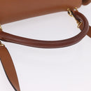 CELINE Trapeze Hand Bag Leather 2way Brown Gold Tone Auth 192822A-7