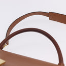 CELINE Trapeze Hand Bag Leather 2way Brown Gold Tone Auth 192822A-8