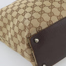 GUCCI GG Canvas Tote Bag Beige Silver 120836 Auth 192823-13