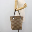 GUCCI GG Canvas Tote Bag Beige Silver 120836 Auth 192823-21
