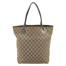 GUCCI GG Canvas Tote Bag Beige Silver 120836 Auth 192823-3