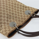 GUCCI GG Canvas Tote Bag Beige Silver 120836 Auth 192823-6