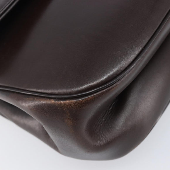 Christian Dior Hand Bag Calf Skin 2way Brown Gold Tone Auth 192824A
