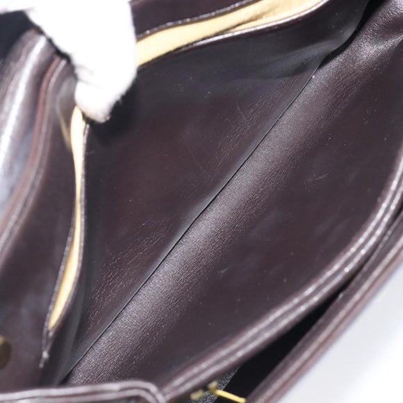 Christian Dior Hand Bag Calf Skin 2way Brown Gold Tone Auth 192824A