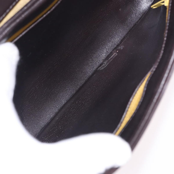 Christian Dior Hand Bag Calf Skin 2way Brown Gold Tone Auth 192824A