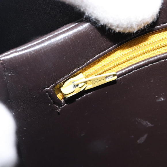 Christian Dior Hand Bag Calf Skin 2way Brown Gold Tone Auth 192824A