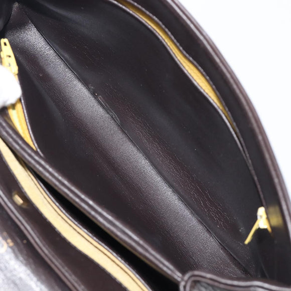 Christian Dior Hand Bag Calf Skin 2way Brown Gold Tone Auth 192824A