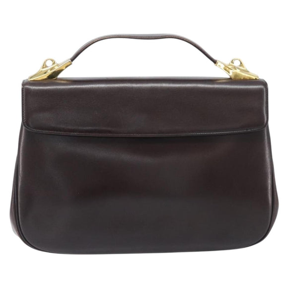 Christian Dior Hand Bag Calf Skin 2way Brown Gold Tone Auth 192824A