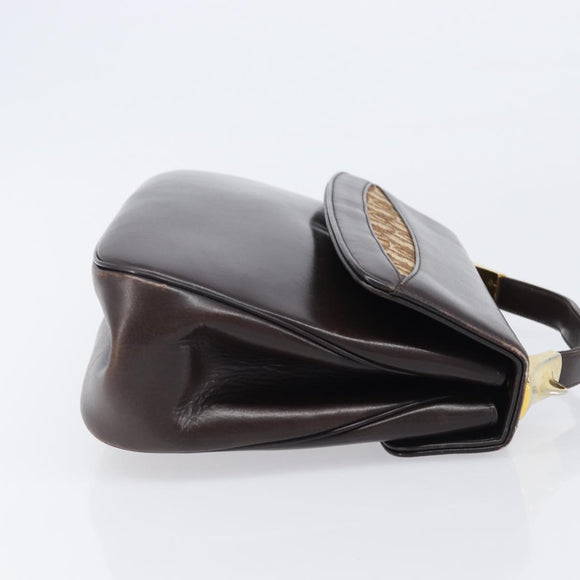 Christian Dior Hand Bag Calf Skin 2way Brown Gold Tone Auth 192824A