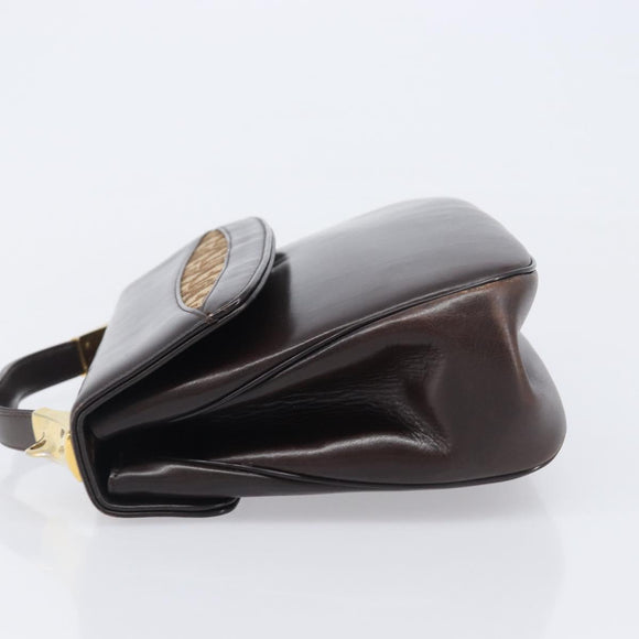 Christian Dior Hand Bag Calf Skin 2way Brown Gold Tone Auth 192824A