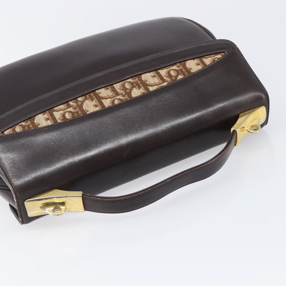 Christian Dior Hand Bag Calf Skin 2way Brown Gold Tone Auth 192824A