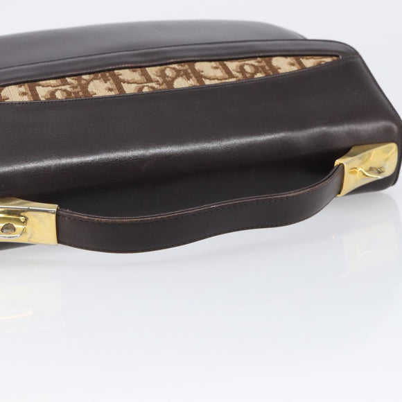Christian Dior Hand Bag Calf Skin 2way Brown Gold Tone Auth 192824A