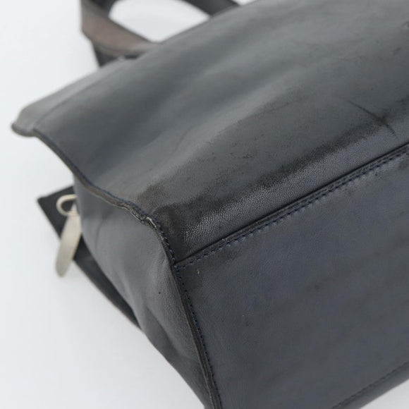 LOEWE Hand Bag Leather Gray Silver Auth 192826A