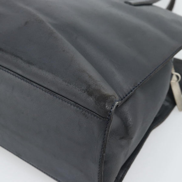 LOEWE Hand Bag Leather Gray Silver Auth 192826A