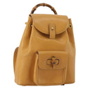 GUCCI Bamboo Backpack Leather Beige Gold Tone Auth 192827A-1