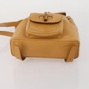 GUCCI Bamboo Backpack Leather Beige Gold Tone Auth 192827A-11