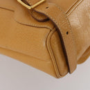 GUCCI Bamboo Backpack Leather Beige Gold Tone Auth 192827A-15