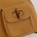 GUCCI Bamboo Backpack Leather Beige Gold Tone Auth 192827A-16