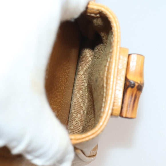GUCCI Bamboo Backpack Leather Beige Gold Tone Auth 192827A