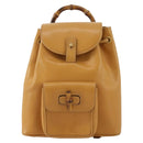 GUCCI Bamboo Backpack Leather Beige Gold Tone Auth 192827A-2
